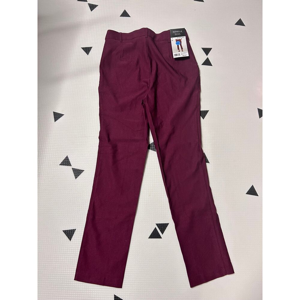 Rafaella Women's Windsor Wine Red Stretch Slim Ankle Pull-On Dress Pant - Picture 4 of 7